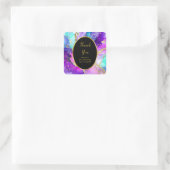 Blue, Purple and Gold Ink Birthday Party スクエアシール (バッグ)