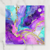 Blue, Purple and Gold Ink Birthday Party フェイバータグ (裏面)