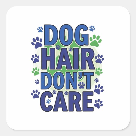 Blue, purple and green dog paw prints design スクエアシール (正面)