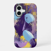 Blue, purple, and yellow abstract art iPhone 16ケース (裏面)
