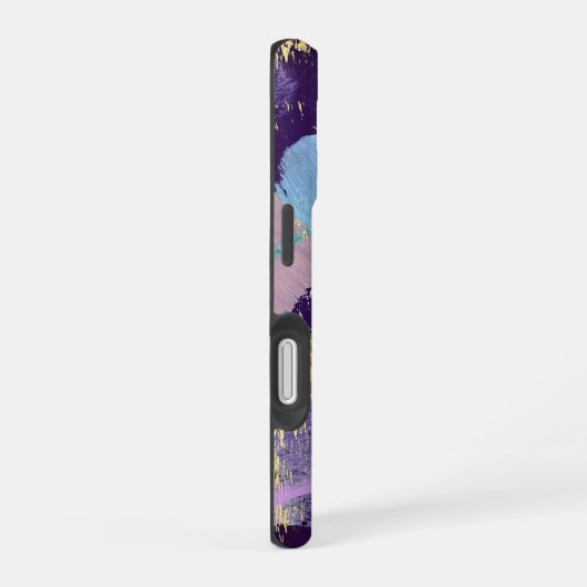 Blue, purple, and yellow abstract art iPhone 16ケース (右側面)