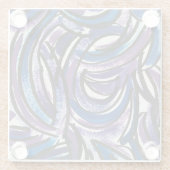 Blue Purple Brushstrokes-Hand Painted Abstract ガラスコースター (裏面)