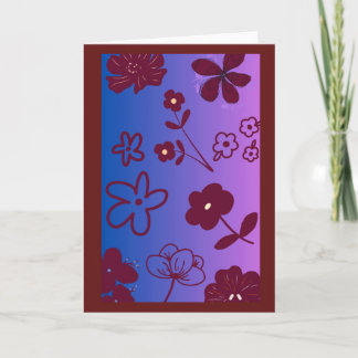 Blue Purple & Burgundy Floral Design  カード