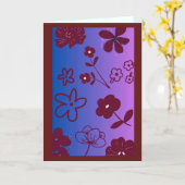 Blue Purple & Burgundy Floral Design  カード (黄色い花)