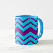 Blue Purple Chevron Zigzag Design  マグカップ (正面右)
