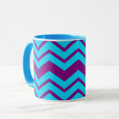 Blue Purple Chevron Zigzag Design  マグカップ (正面左)