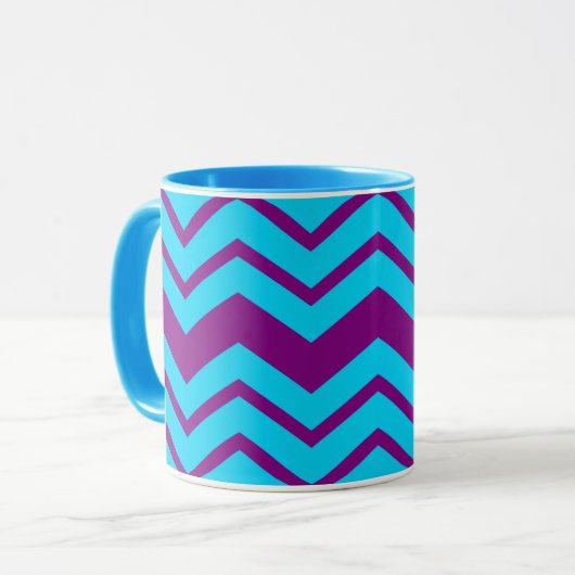 Blue Purple Chevron Zigzag Design  マグカップ (正面左)