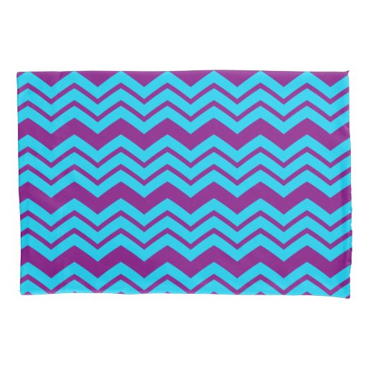 Blue Purple Chevron Zigzag Design  枕カバー (正面)