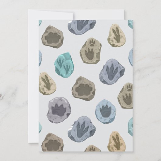 Blue, Purple Dinosaurs, Volcano T-Rex Baby Shower  招待状 (裏面)