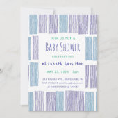 Blue & Purple Drawn Stripes Baby Shower Invitation 招待状 (正面)