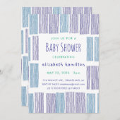 Blue & Purple Drawn Stripes Baby Shower Invitation 招待状 (正面/裏面)