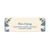 Blue Purple Floral Wedding  Return Address Label ラベル (正面)