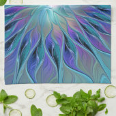 Blue Purple Flower Dream Abstract Fractal Art キッチンタオル (折り畳み)