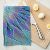 Blue Purple Flower Dream Abstract Fractal Art キッチンタオル (四つ折り)