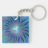 Blue Purple Flower Dream Abstract Fractal Art キーホルダー (裏面)