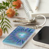 Blue Purple Flower Dream Abstract Fractal Art キーホルダー (正面右)