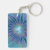 Blue Purple Flower Dream Abstract Fractal Art キーホルダー (裏面)