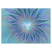 Blue Purple Flower Dream Abstract Fractal Art テーブルクロス (正面(横))