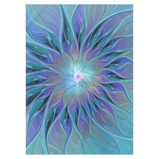 Blue Purple Flower Dream Abstract Fractal Art テーブルクロス (正面)