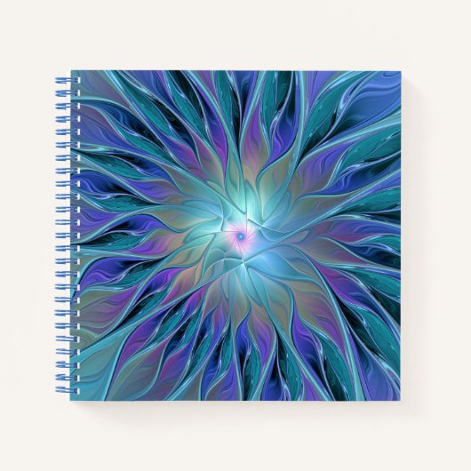 Blue Purple Flower Dream Abstract Fractal Art ノートブック (正面)
