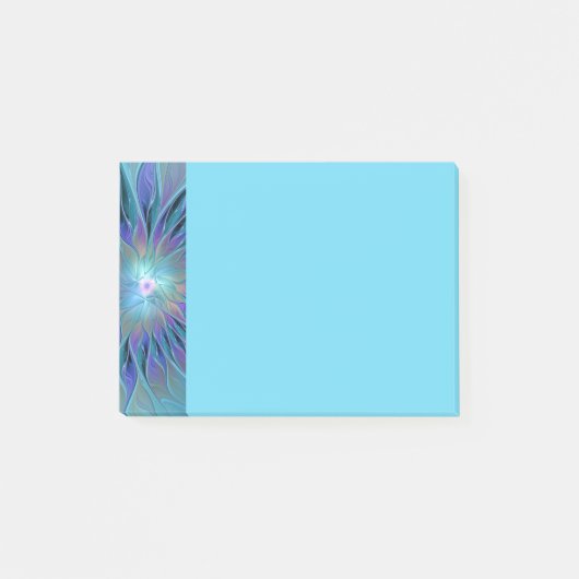 Blue Purple Flower Dream Abstract Fractal Art ポストイット (正面)
