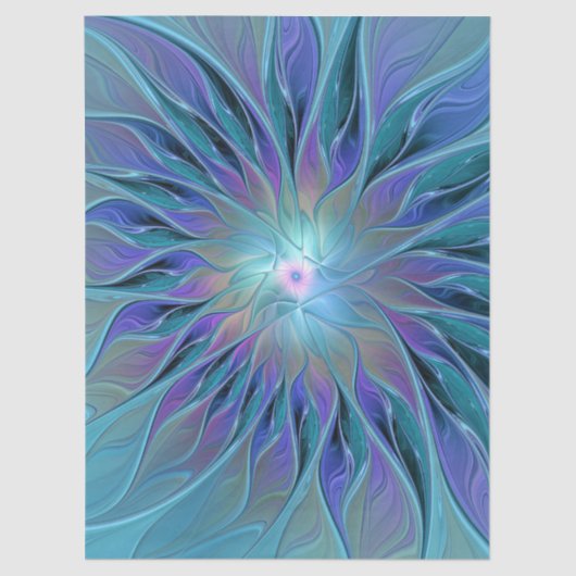 Blue Purple Flower Dream Abstract Fractal Art 薄葉紙 (正面)