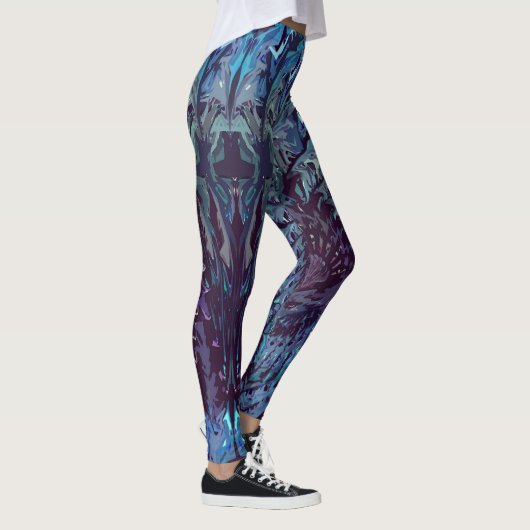 Blue Purple Fractal Art Leggings レギンス (右)