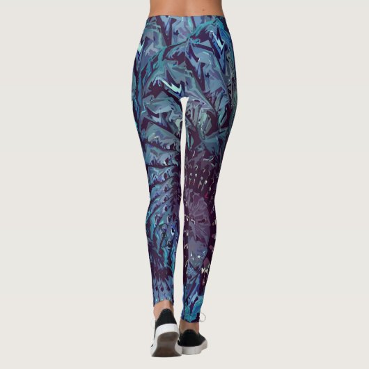 Blue Purple Fractal Art Leggings レギンス (裏面)