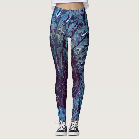 Blue Purple Fractal Art Leggings レギンス (正面)