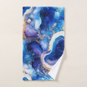 Blue Purple Geode Abstract with Beige Swirl Layers バスタオルセット (ハンドタオル)