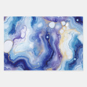 Blue Purple Geode Abstract with Gold Mineral ラッピングペーパーシート (正面3)