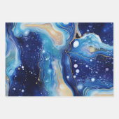 Blue Purple Geode Abstract with Gold Mineral ラッピングペーパーシート (正面2)