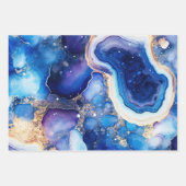 Blue Purple Geode Abstract with Gold Mineral ラッピングペーパーシート (正面)