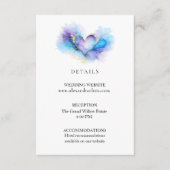 Blue Purple Gold Abstract Heart Wedding Details エンクロージャーカード (正面)