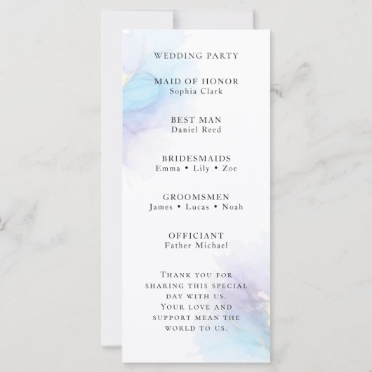 Blue Purple Gold Abstract Heart Wedding Program (裏面)