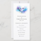 Blue Purple Gold Abstract Heart Wedding Program  (正面)