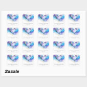 Blue Purple Gold Abstract Heart Wedding Sticker スクエアシール (シート)