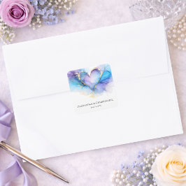 Blue Purple Gold Abstract Heart Wedding Sticker スクエアシール