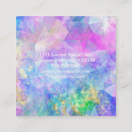 Blue Purple Gold Abstract Square Business Card スクエア名刺 (裏面)