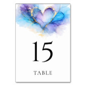Blue Purple Gold Abstract Wedding Table Card テーブルナンバー (裏面)