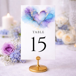 Blue Purple Gold Abstract Wedding Table Card テーブルナンバー