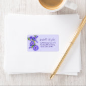 Blue purple hibiscus flower wedding reply label ラベル (インサイチュ)