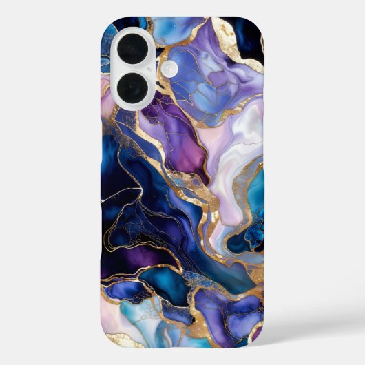 Blue Purple Marble Phone Case Gold Luxury Case-Mate iPhoneケース (裏面)