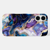 Blue Purple Marble Phone Case Gold Luxury Case-Mate iPhoneケース (裏面 (横))