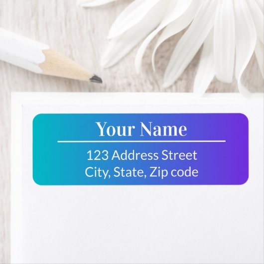 Blue Purple Ombre Modern Simple Name Mail Address ラベル (インサイチュ)