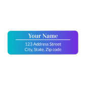 Blue Purple Ombre Modern Simple Name Mail Address ラベル (正面)