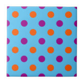 Blue Purple Orange Polka Dot Pattern タイル (正面)