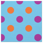 Blue Purple Orange Polka Dot Pattern ファブリック (クローズアップ)