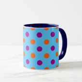 Blue Purple Orange Polka Dot Pattern マグカップ (正面右)