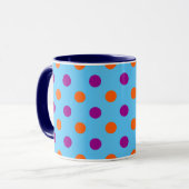 Blue Purple Orange Polka Dot Pattern マグカップ (正面左)